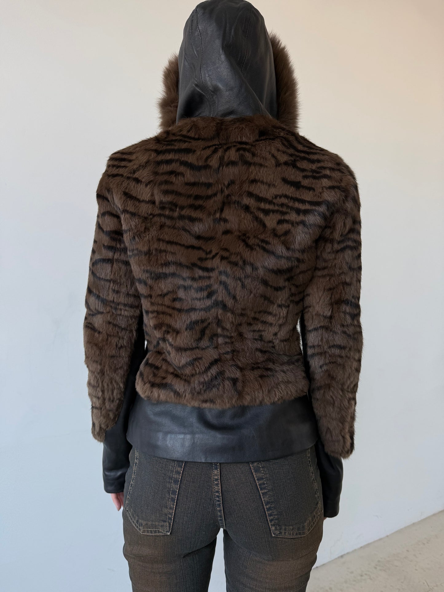 Vintage leather jacket with tiger print TWINKLING GLOBAL