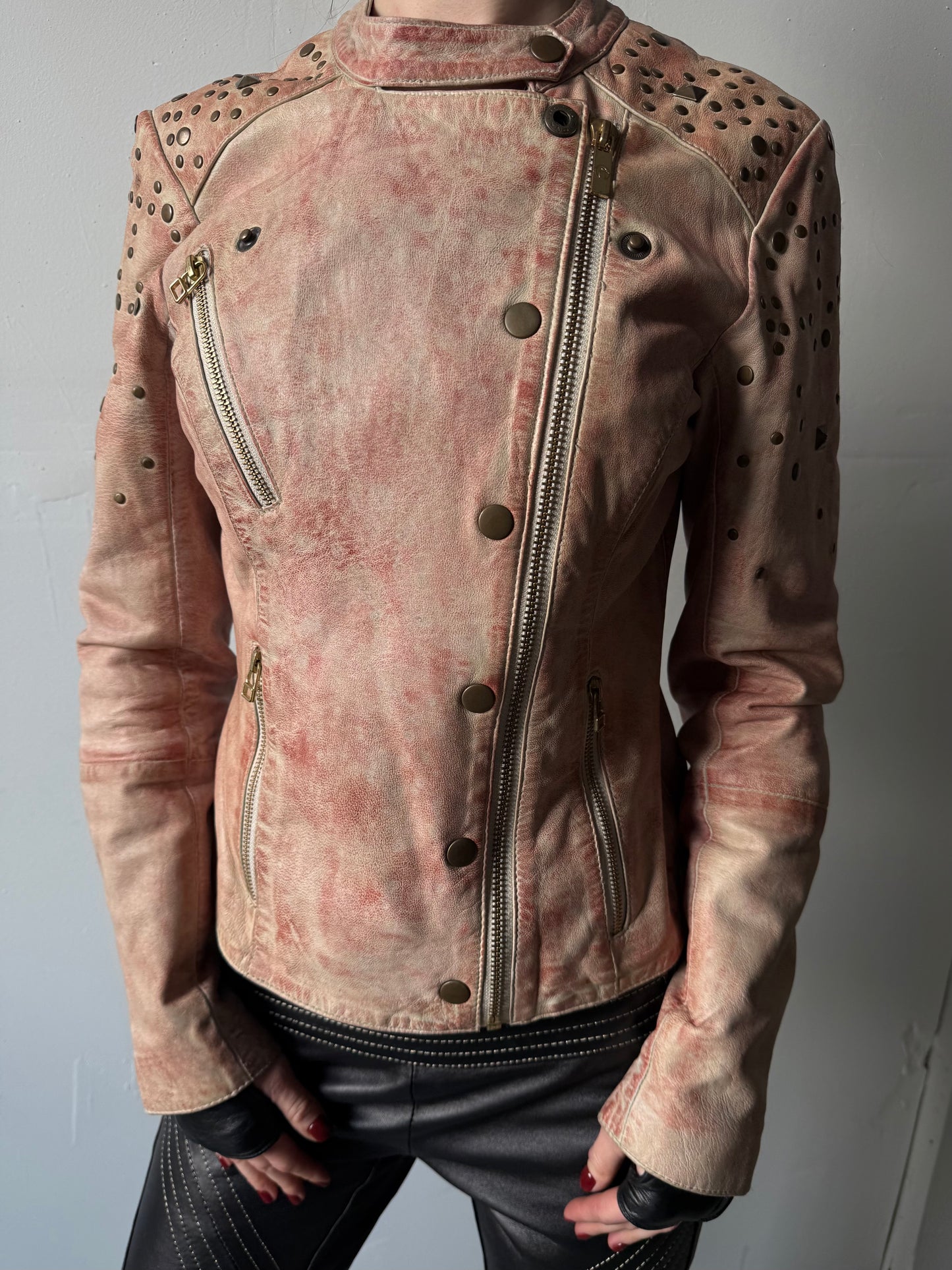 Vintage leather jacket with studs TWINKLING GLOBAL