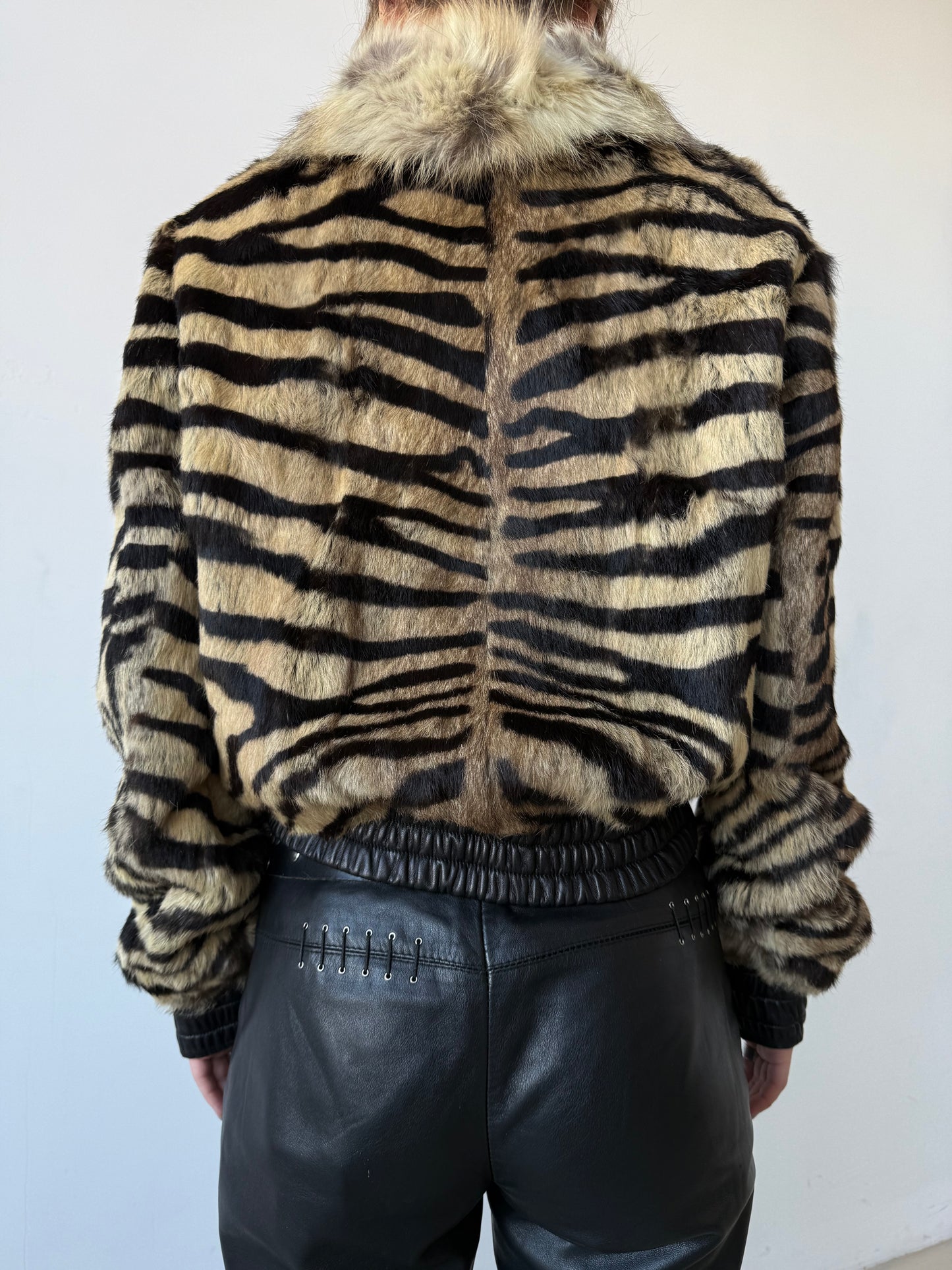 Vintage leather jacket tiger-print TWINKLING GLOBAL