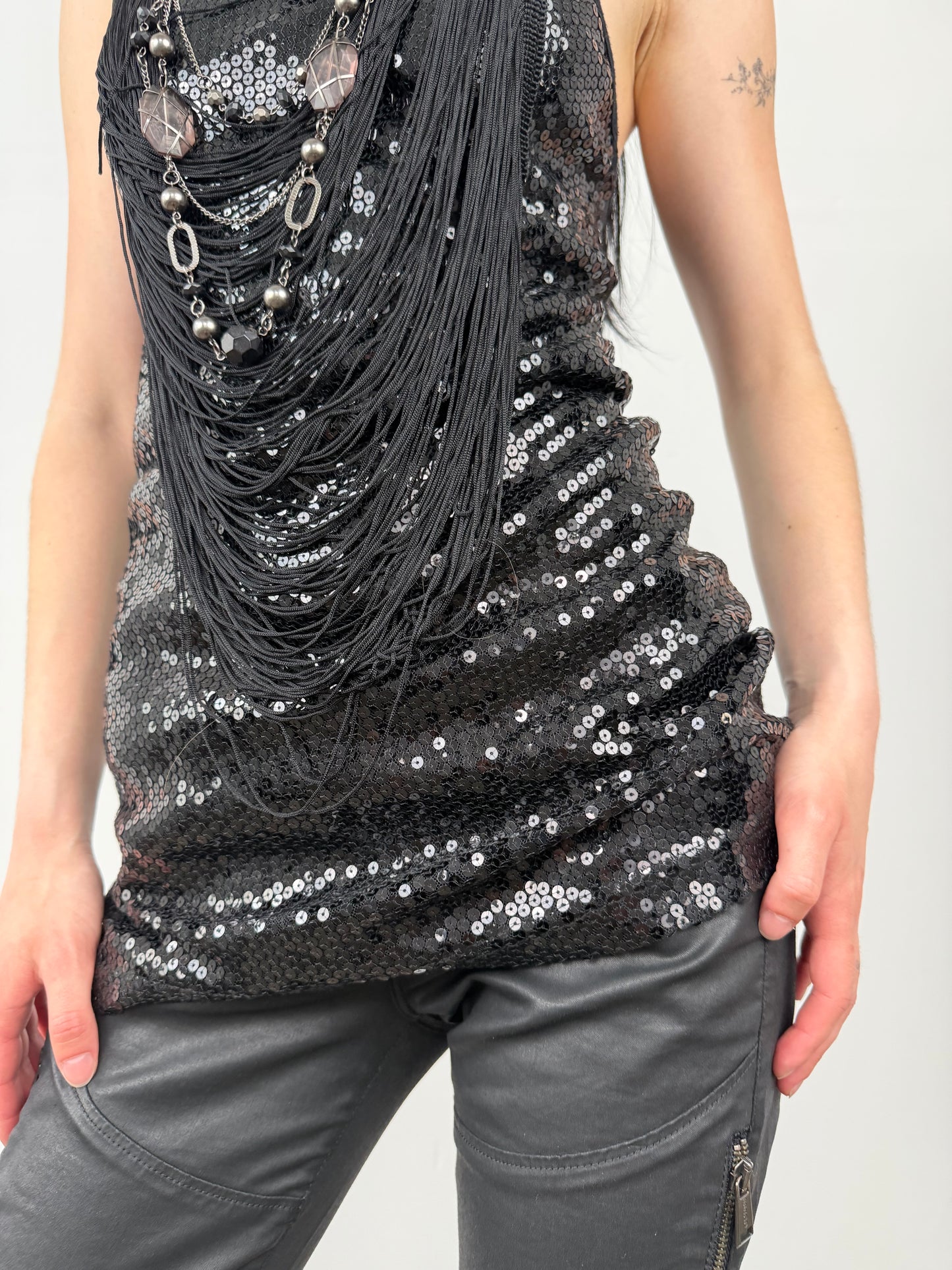 Sequin fringe top TWINKLING GLOBAL