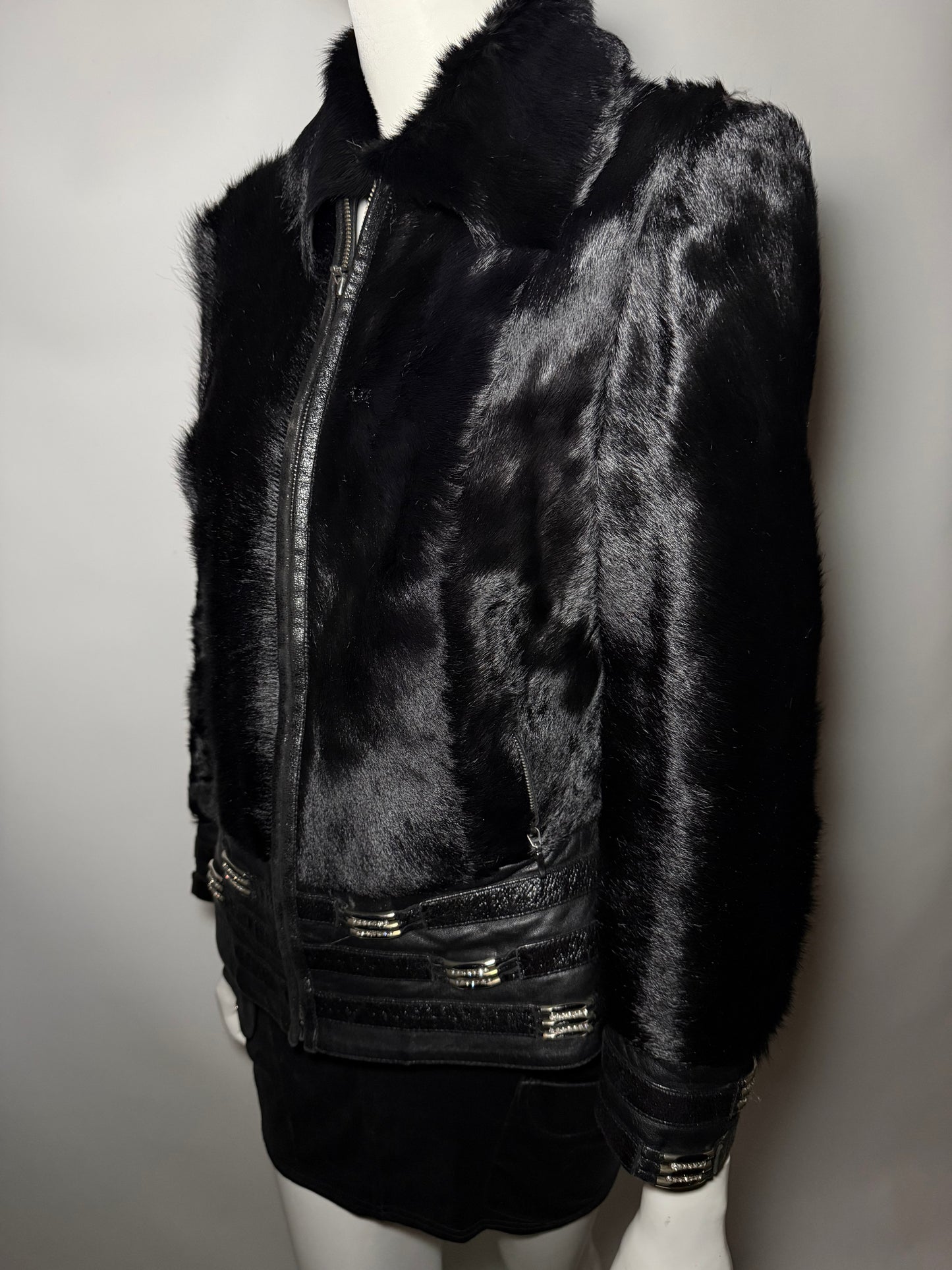 Vintage Black Leather Jacket TWINKLING GLOBAL