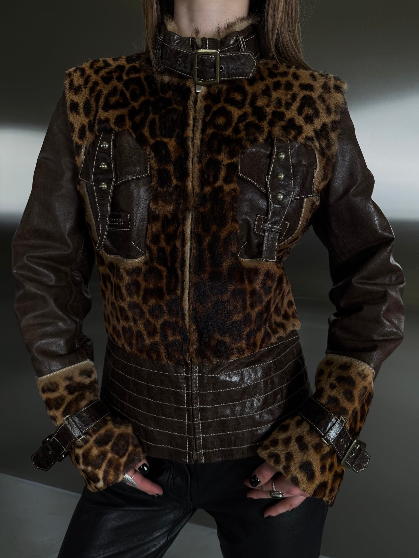Vintage leather jacket TWINKLING GLOBAL