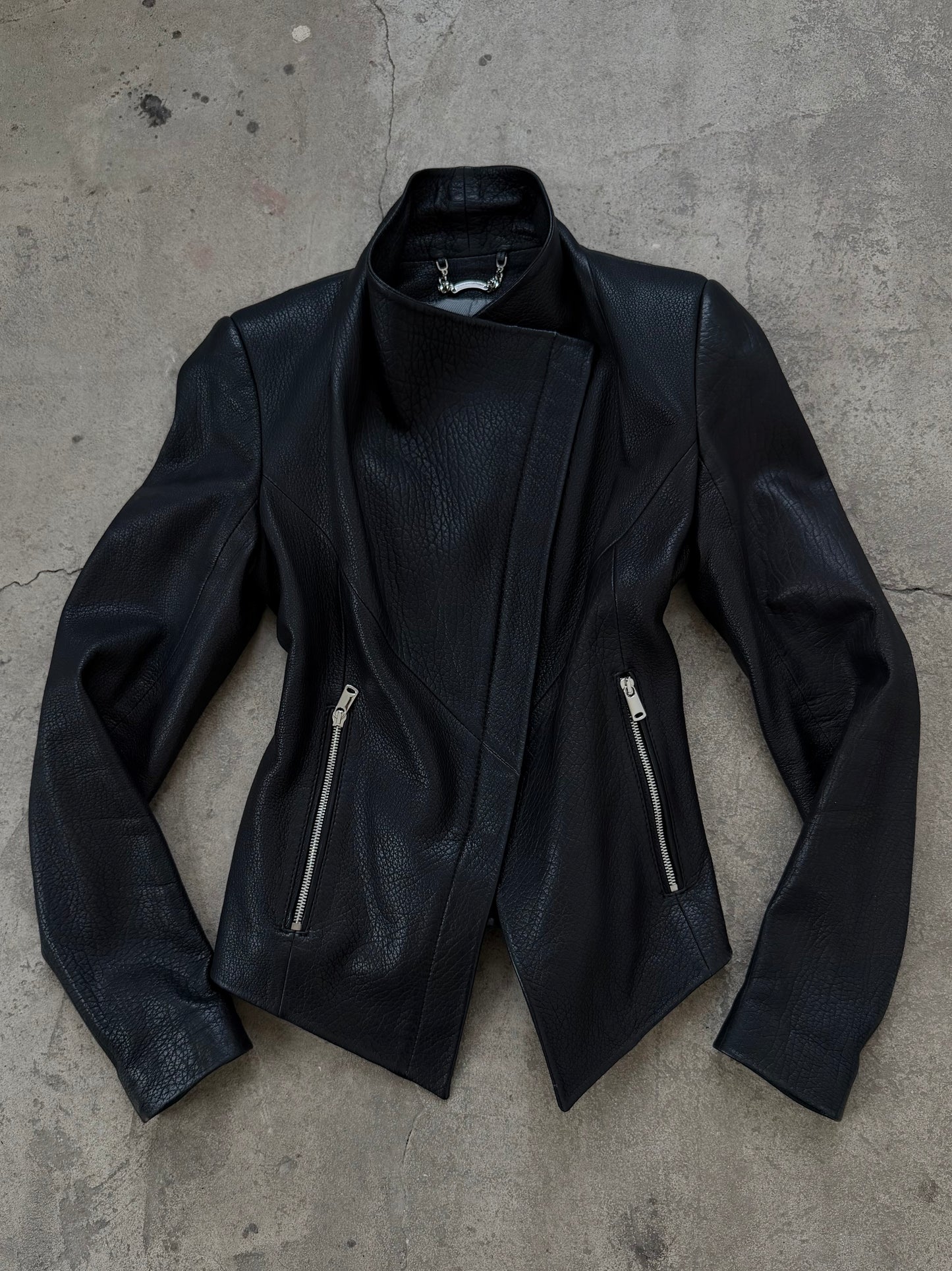 Vintage asymmetrical leather jacket TWINKLING GLOBAL