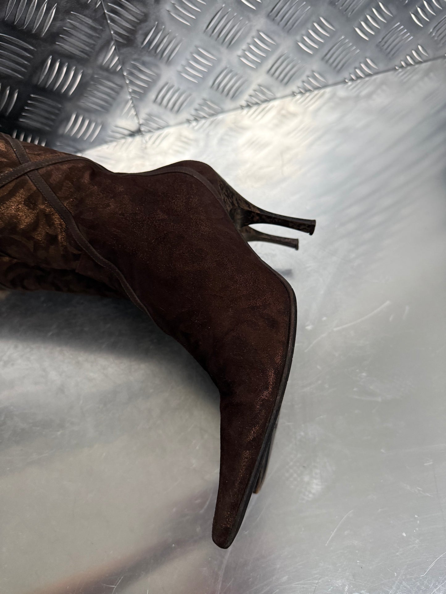 Italian Brown Suede Heeled Boots TWINKLING GLOBAL