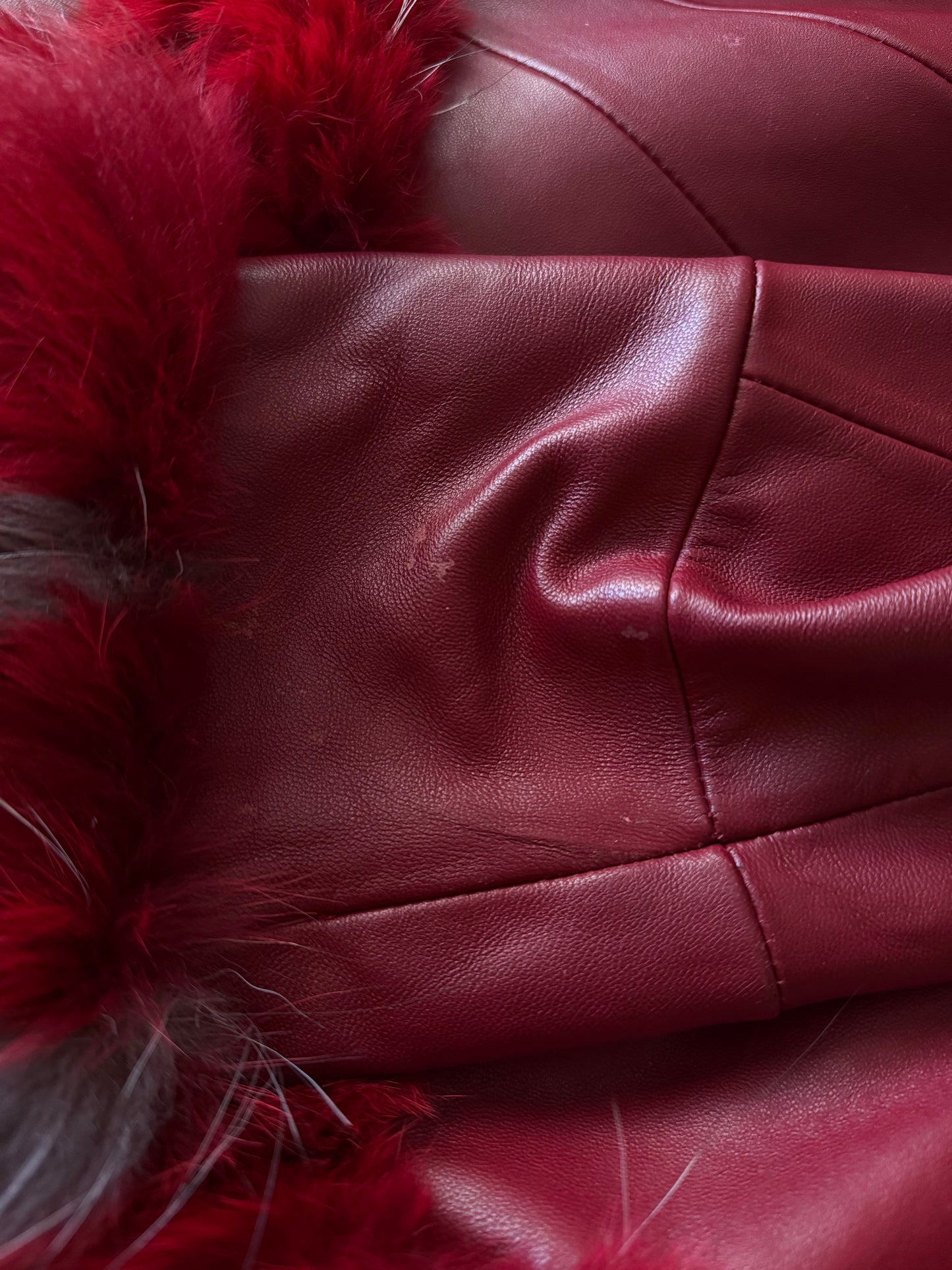 Vintage Red Leather Wrap Jacket TWINKLING GLOBAL