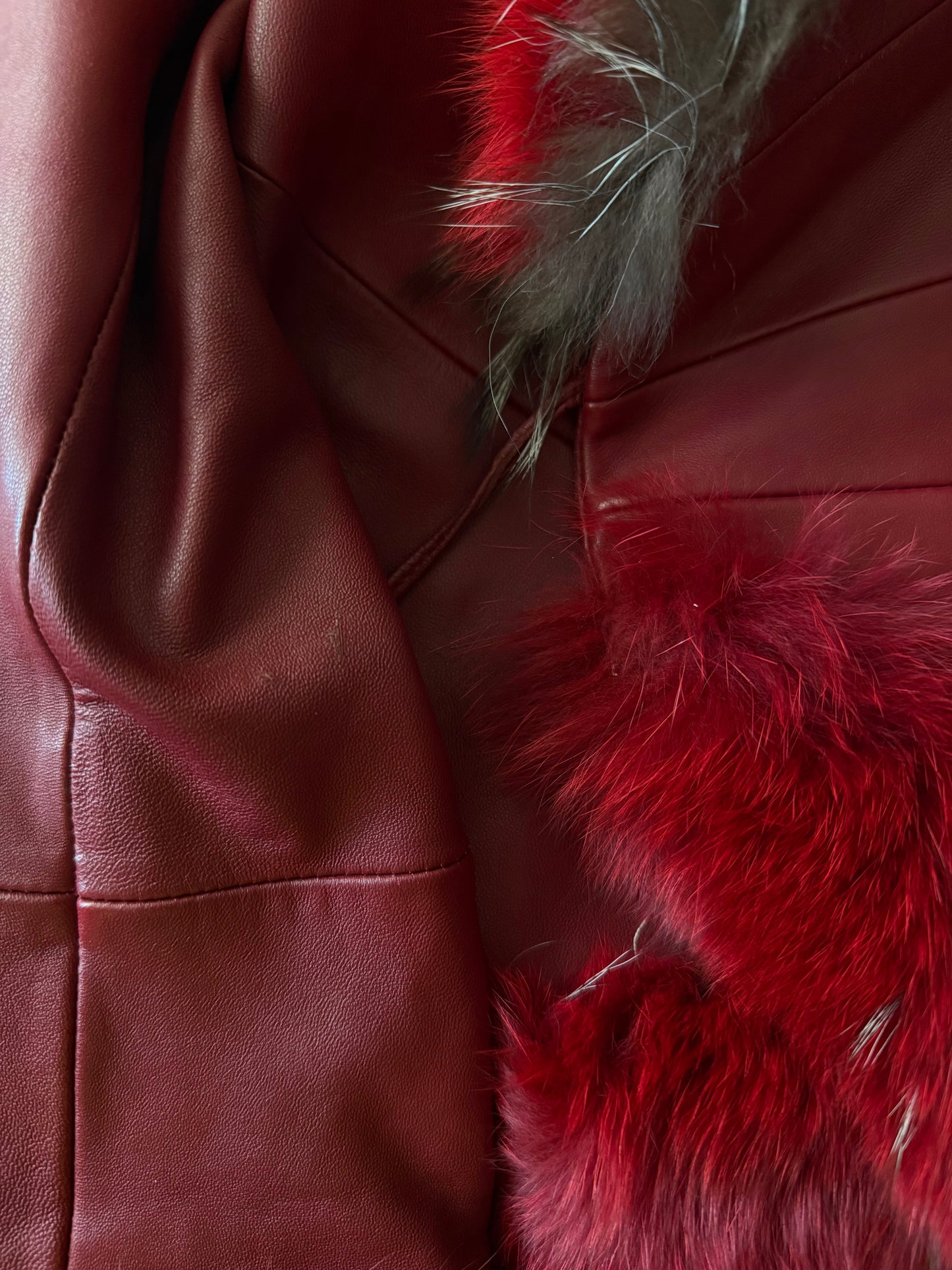 Vintage Red Leather Wrap Jacket TWINKLING GLOBAL